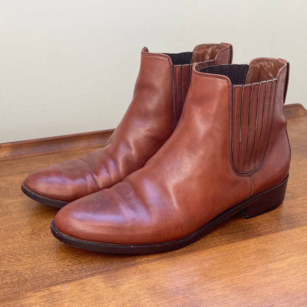 Bruno Magli Chestnut Leather Chelsea Boots
